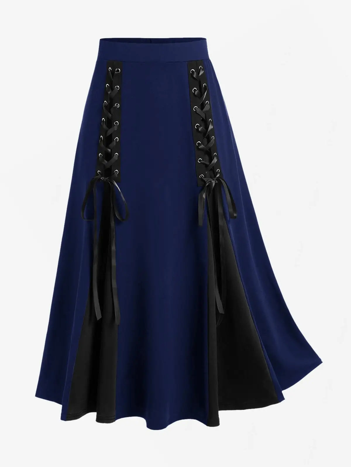ROSEGAL Plus Size Women's Skirts Deep Red Lace Chiffon Layered Skirt Or Halloween Vampire Costume Gothic Lace Up Two Tone Skirt