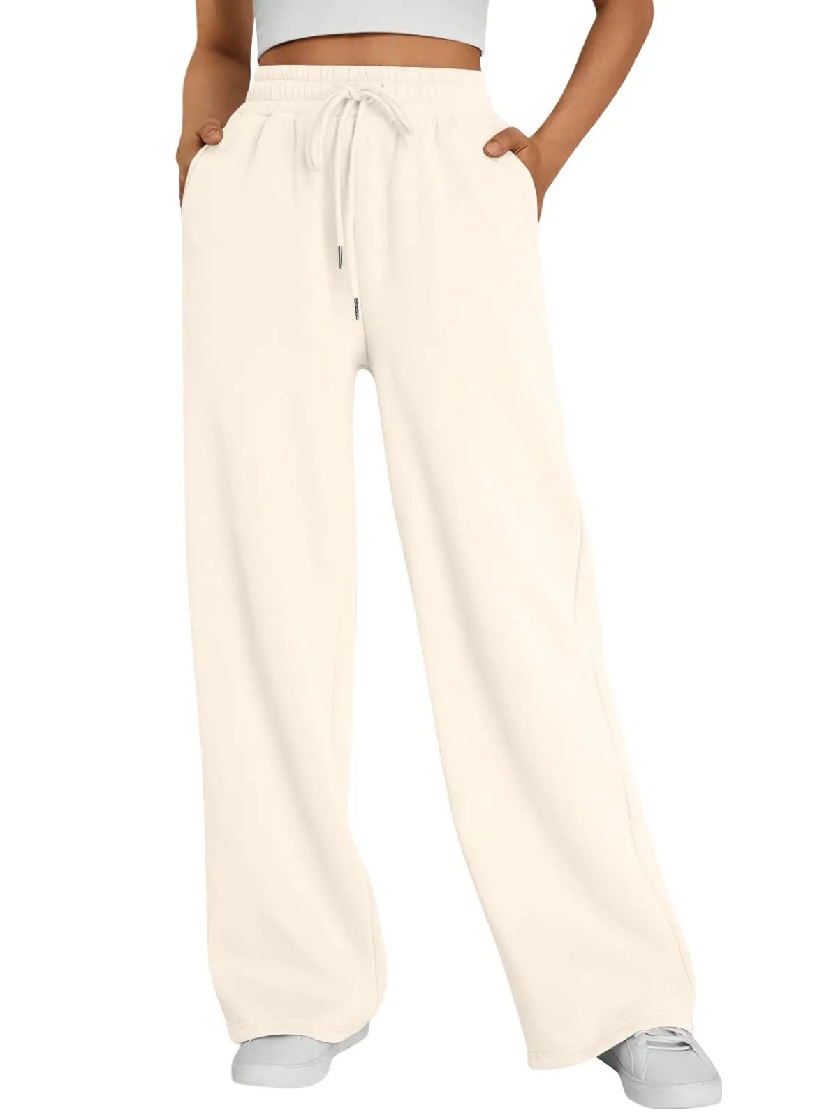 2026 new style women's wide-leg sports pants, with pockets, casual drawstring pants, suitable for pairing with casual wear and s