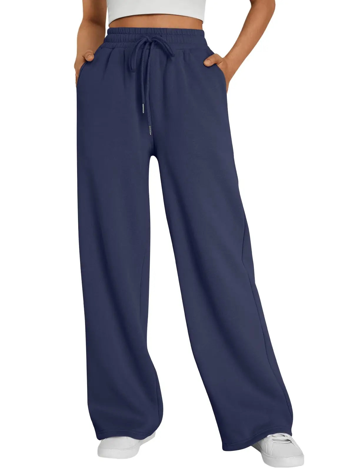 2026 new style women's wide-leg sports pants, with pockets, casual drawstring pants, suitable for pairing with casual wear and s
