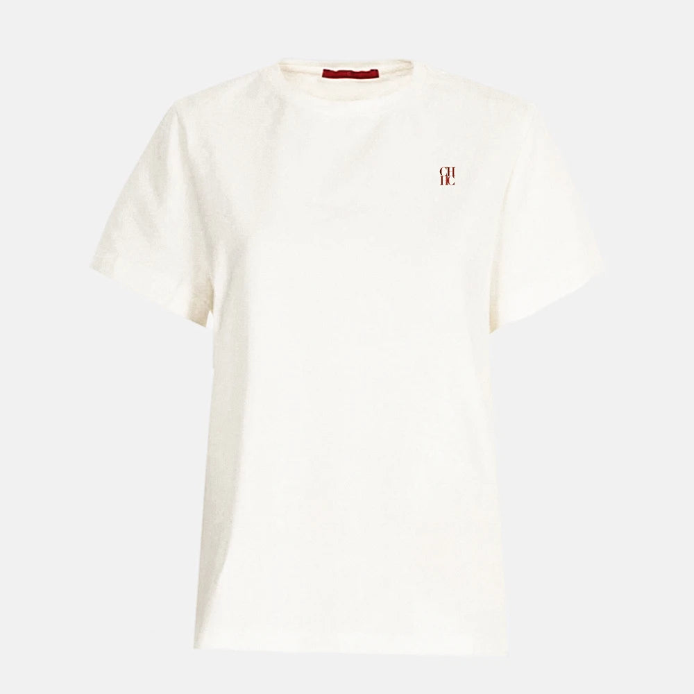CHCH Women T-Shirts Short Sleeved Tees Casual New White Tops Women's Tee Embroidery Fashion Ladies Cotton Shirts Women Tees Tops